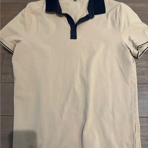 Men's Cream Polo Shirt with Navy Accents